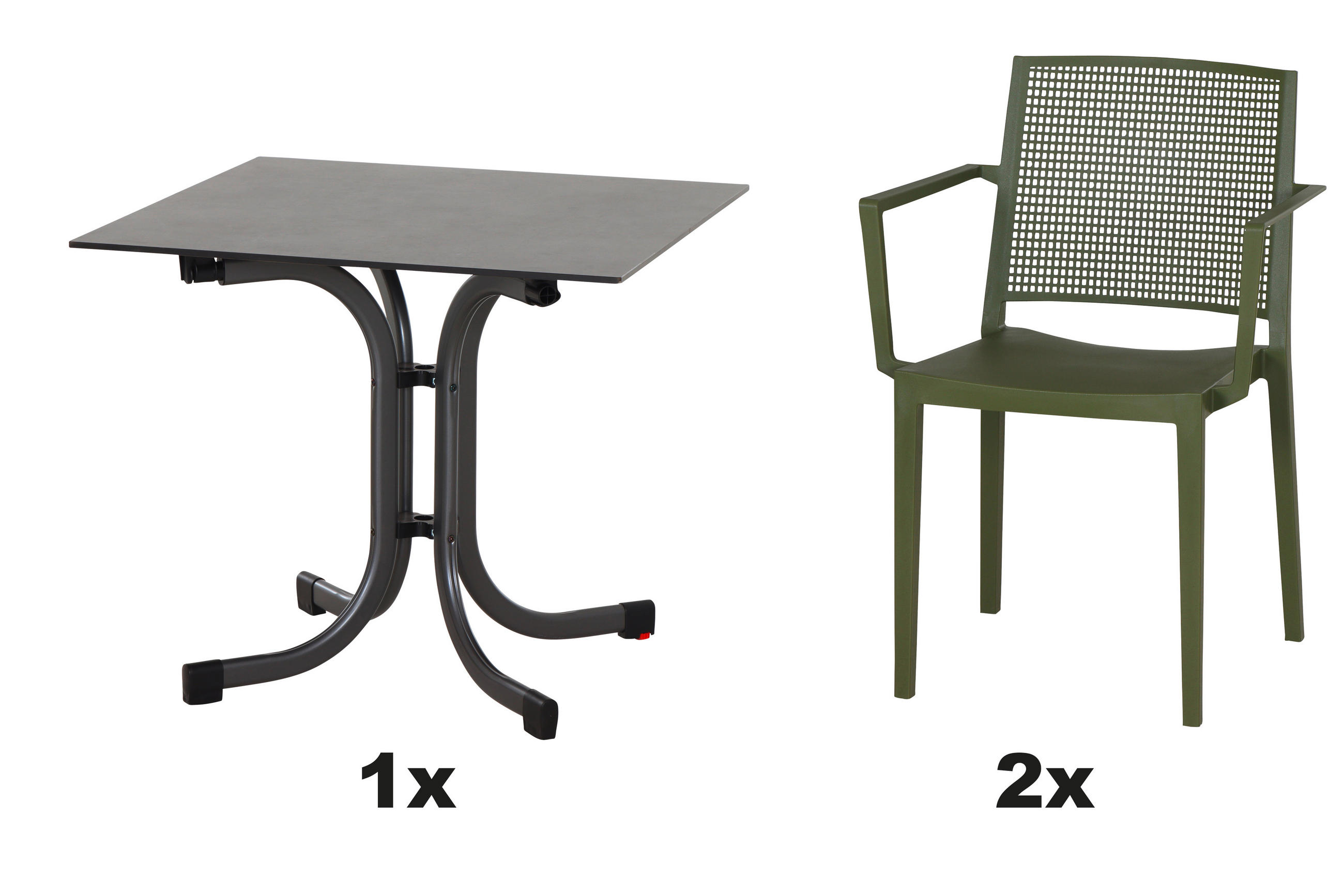 GARTENGARNITUR 3-teilig  - Grün, Basics, Holzwerkstoff/Kunststoff (80/80/80cm) - Siena Garden