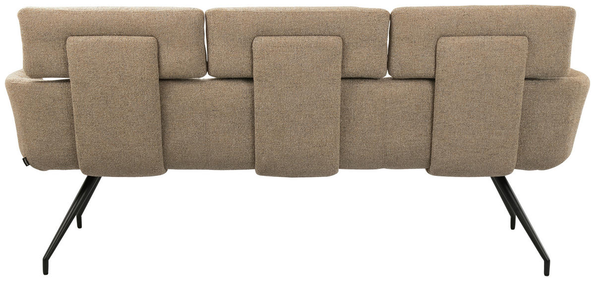SITZBANK 200/91/70 cm Webstoff Schwarz, Graubraun  - Graubraun/Schwarz, Design, Textil/Metall (200/91/70cm) - Dieter Knoll
