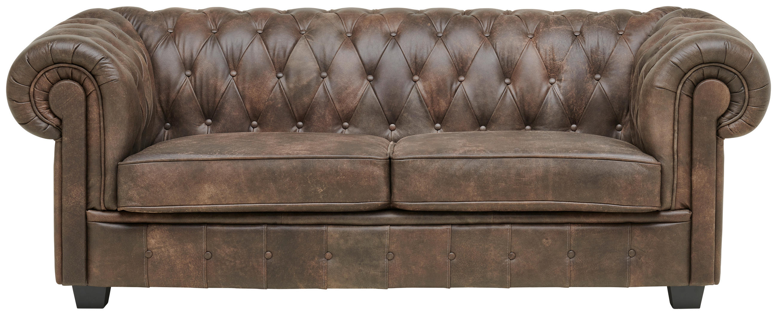 CHESTERFIELD-SOFA Dunkelbraun Echtleder  - Wengefarben/Dunkelbraun, LIFESTYLE, Leder/Holz (206/76,5/96cm) - Landscape