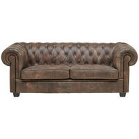 CHESTERFIELD-SOFA in Echtleder Dunkelbraun  - Wengefarben/Dunkelbraun, Lifestyle, Leder/Holz (206/76,5/96cm) - Landscape