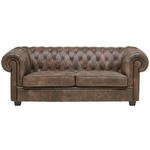 CHESTERFIELD-SOFA Dunkelbraun Echtleder  - Wengefarben/Dunkelbraun, LIFESTYLE, Leder/Holz (206/76,5/96cm) - Landscape