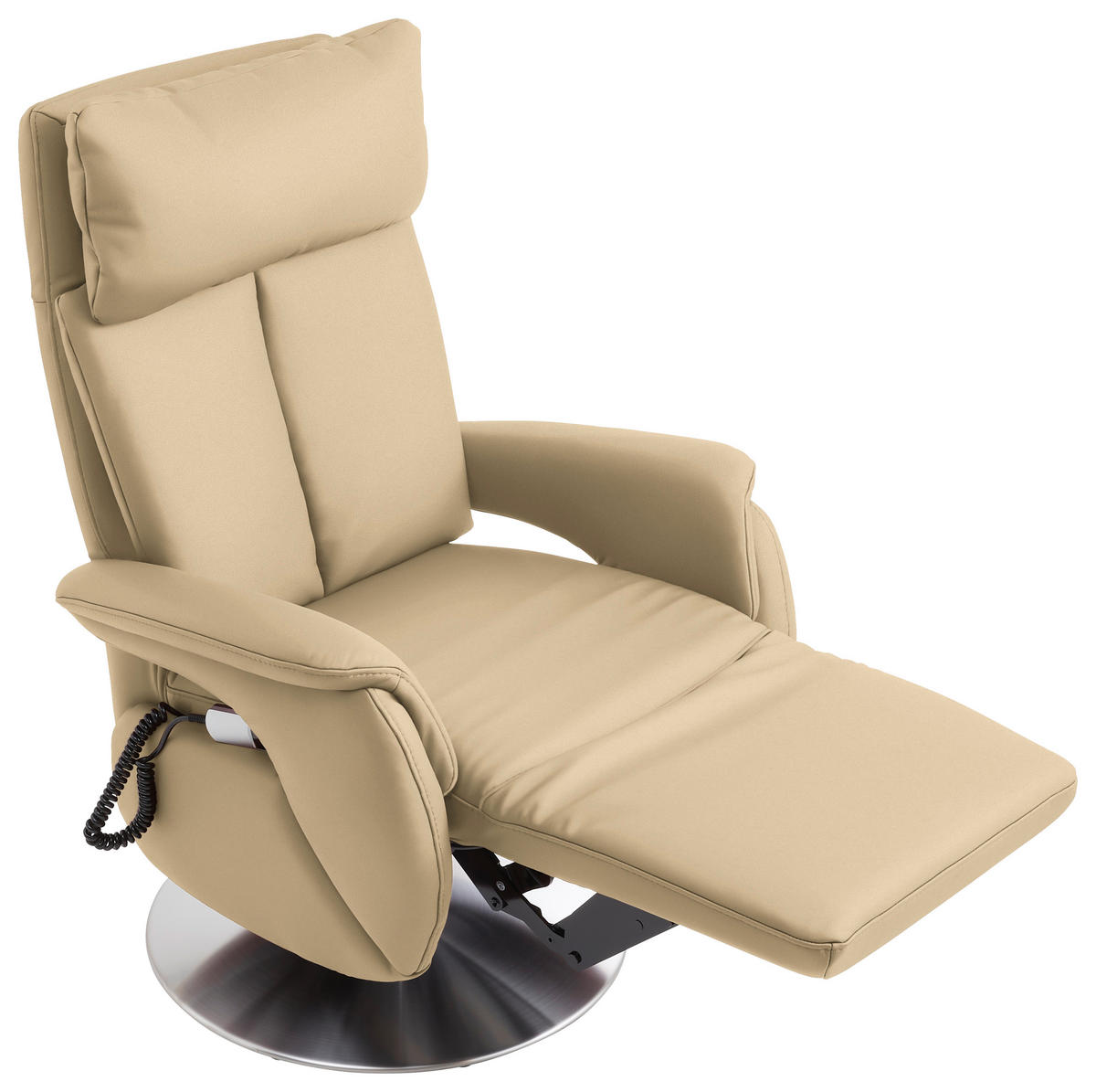 RELAXSESSEL in Leder Beige  - Edelstahlfarben/Beige, Konventionell, Leder/Metall (78/110/81cm) - Cantus