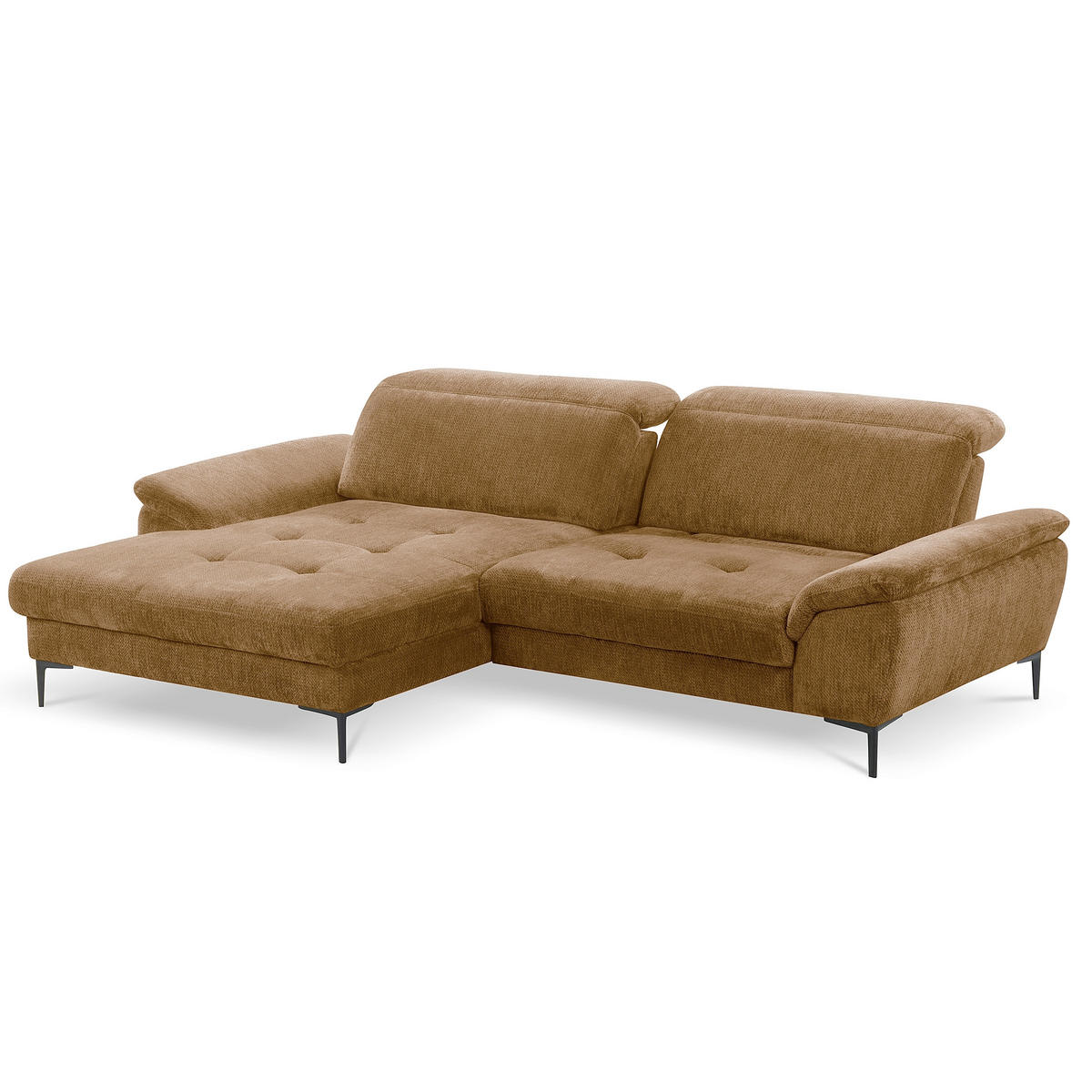 ECKSOFA  Webstoff Rostfarben  - Rostfarben/Schwarz, Design, Textil/Metall (195/268cm) - Livetastic