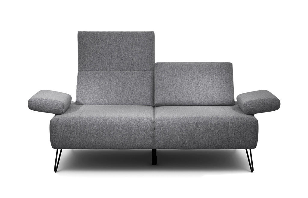 2-SITZER-SOFA Chenille Anthrazit  - Anthrazit/Schwarz, Design, Textil/Metall (164-194/85/86-94cm) - SENSOO