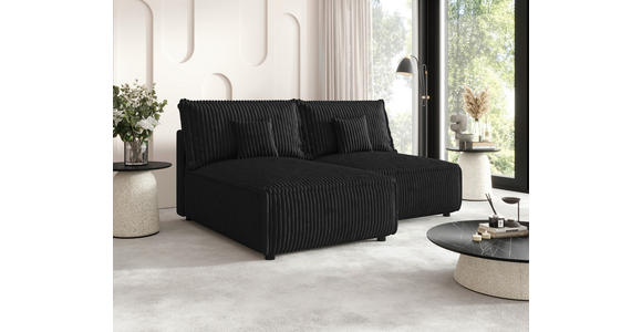 ECKSOFA Anthrazit Cord Zierkissen, Rückenkissen, Schlaffunktion, Rücken echt  - Anthrazit/Schwarz, MODERN, Kunststoff/Textil (153/200cm) - Xora