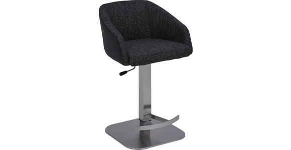 BARHOCKER Flachgewebe Anthrazit, Schwarz, Edelstahlfarben - Edelstahlfarben/Anthrazit, Design, Textil/Metall (50/82-107/50cm) - Dieter Knoll