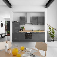 KÜCHENBLOCK Flash 270 cm  in Eichefarben, Schieferfarben  - Schieferfarben/Edelstahlfarben, MODERN, Holzwerkstoff/Metall (270cm) - Nobilia