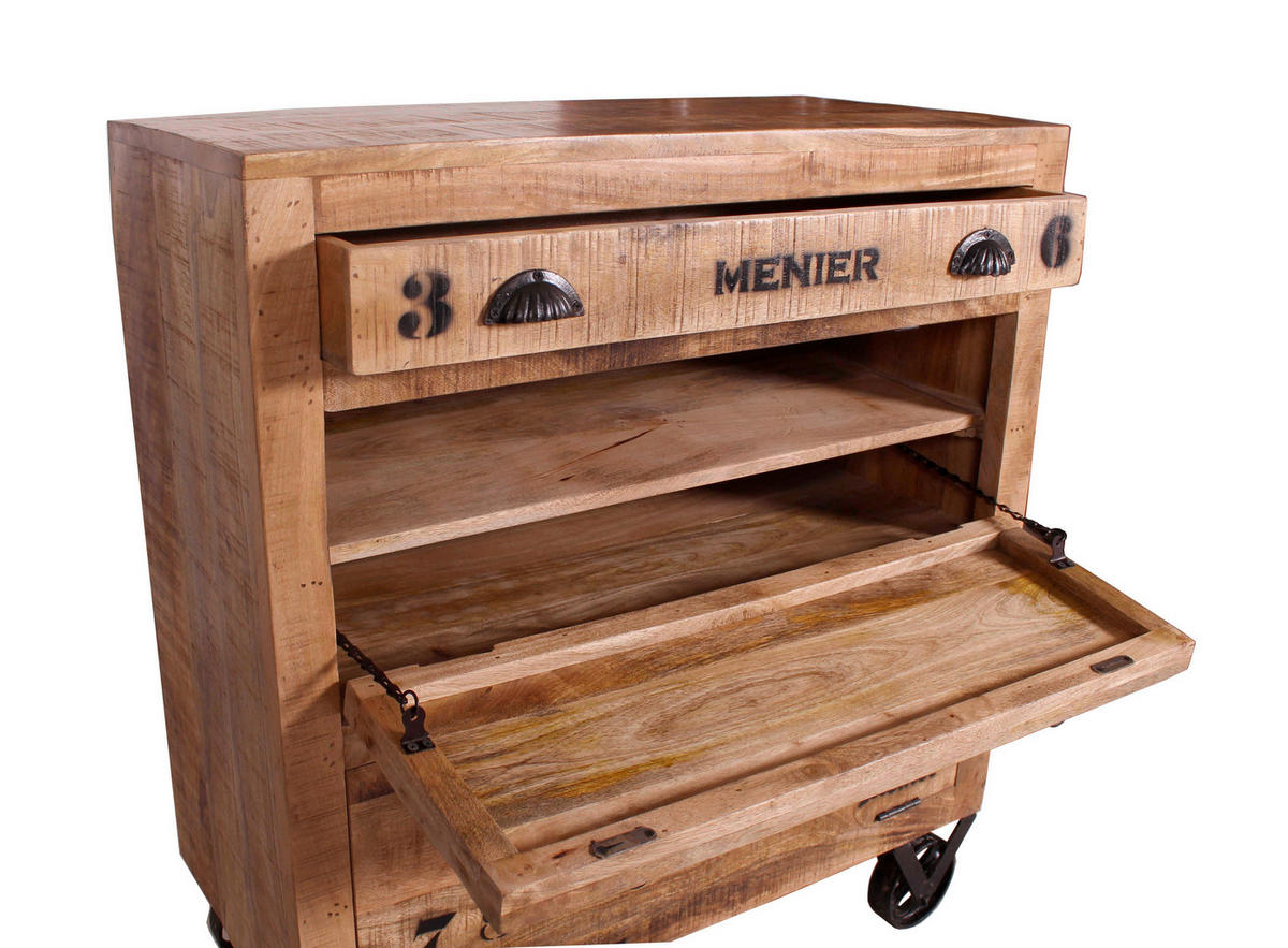 SCHUHSCHRANK Mangoholz massiv Naturfarben  - Schwarz/Naturfarben, Design, Holz/Metall (85/90/40cm) - MID.YOU