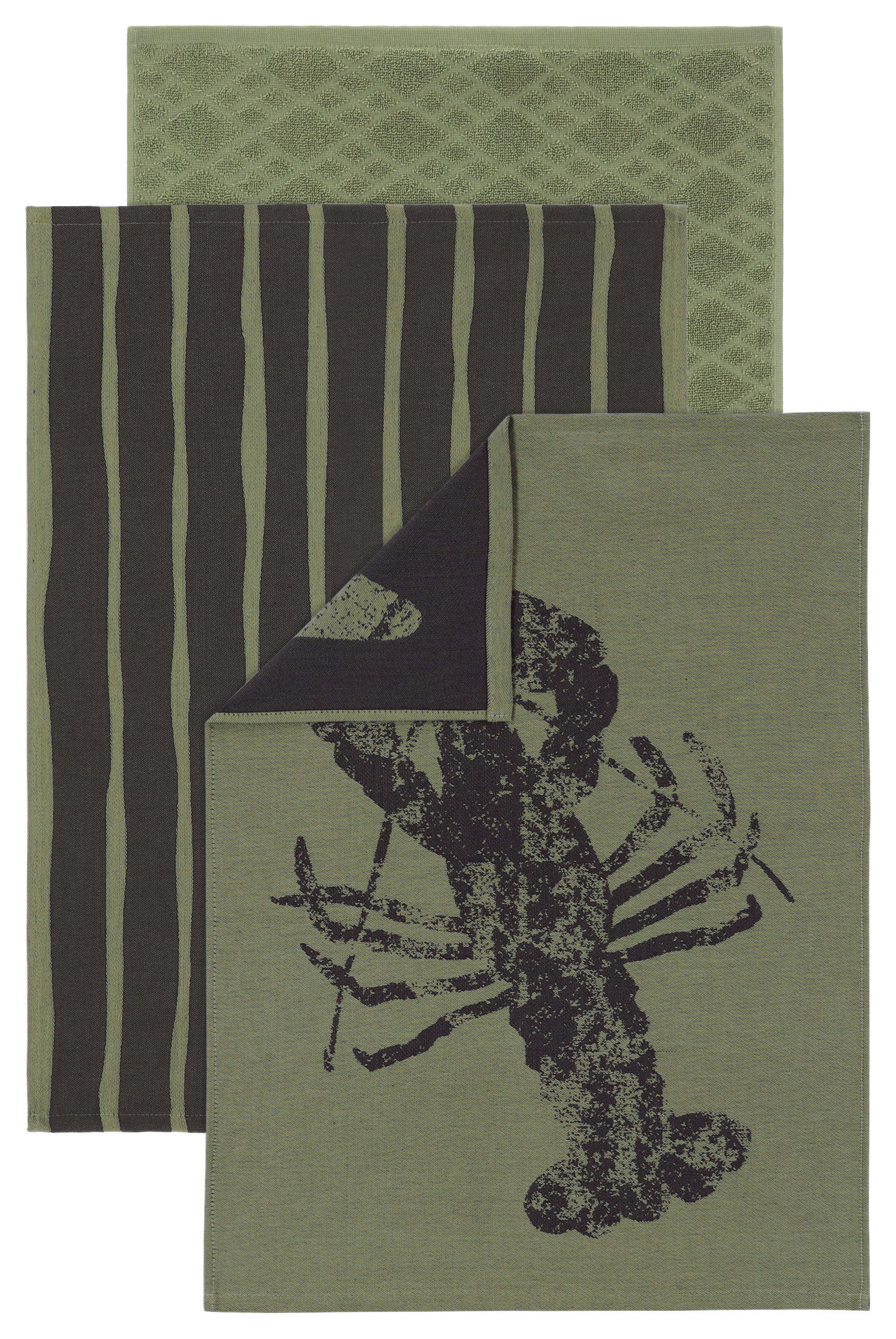 SADA UTĚREK 3dílné - zelená, Basics, textil (50/70cm) - Vossen