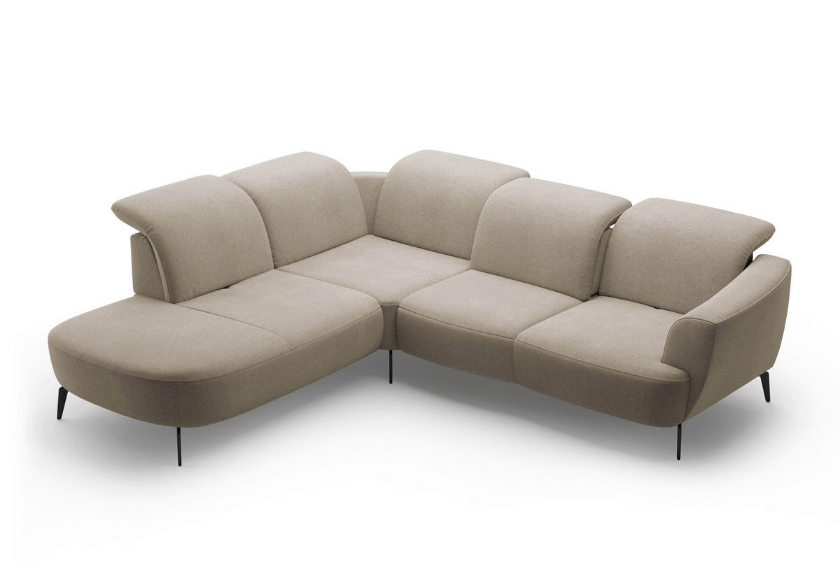 ECKSOFA in Mikrofaser Beige  267/300 cm  - Beige/Schwarz, KONVENTIONELL, Textil/Metall (267/300cm) - Sit & More