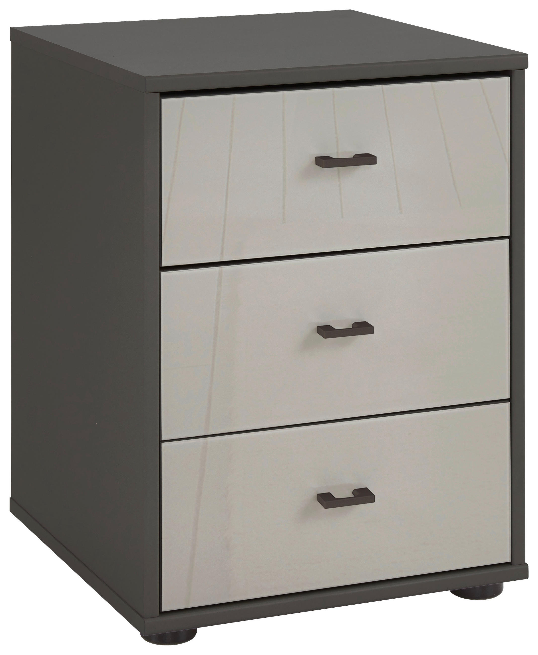 NACHTSCHRANK 40/64/43 cm  - Schieferfarben/Grau, KONVENTIONELL, Glas/Holzwerkstoff (40/64/43cm) - Novel
