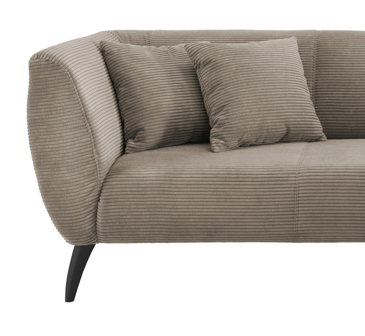 ECKSOFA in Cord Graubraun  - Graubraun/Schwarz, Modern, Holz/Textil (264/160cm) - MID.YOU