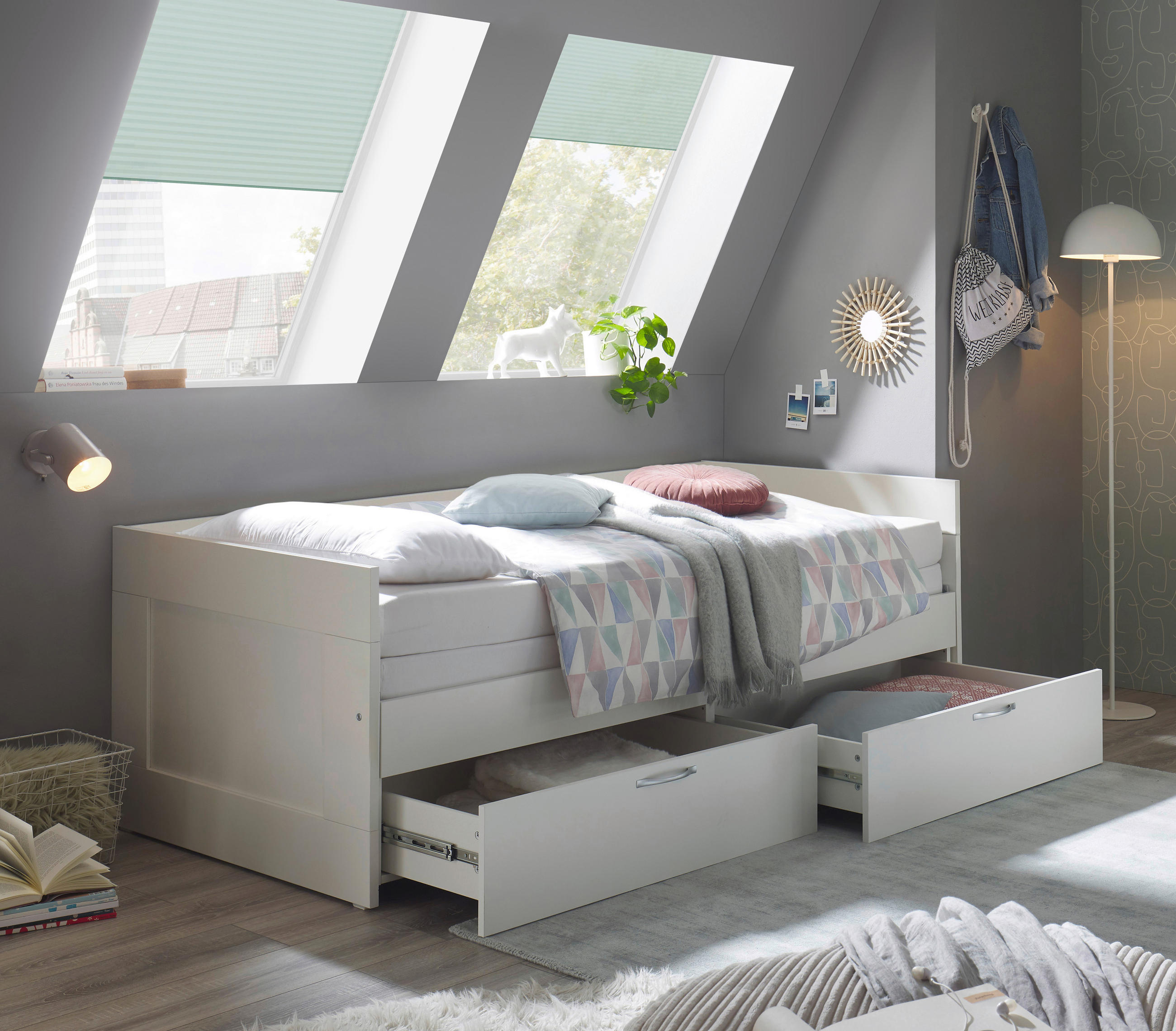 Thumbnail - Boxxx Ausziehbett, Weiß, Holz, Buche, Hartholz, 90x200 cm, mit Schubkästen,nicht verstellbar, Kinder- & Jugendzimmer, Ki...