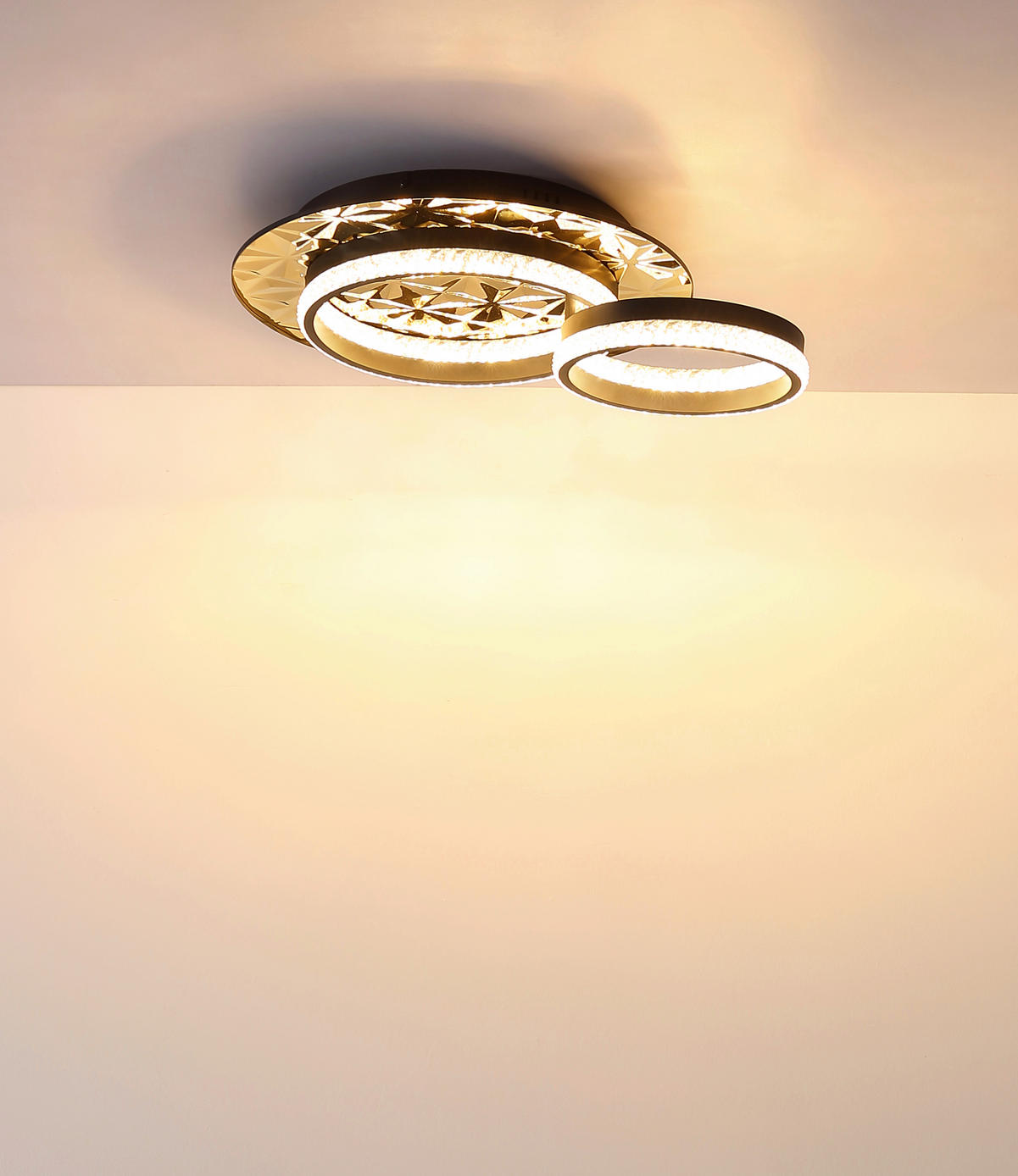 LED-DECKENLEUCHTE DELLA II 50,5/40/14 cm   - Klar/Goldfarben, Design, Kunststoff/Metall (50,5/40/14cm) - Globo