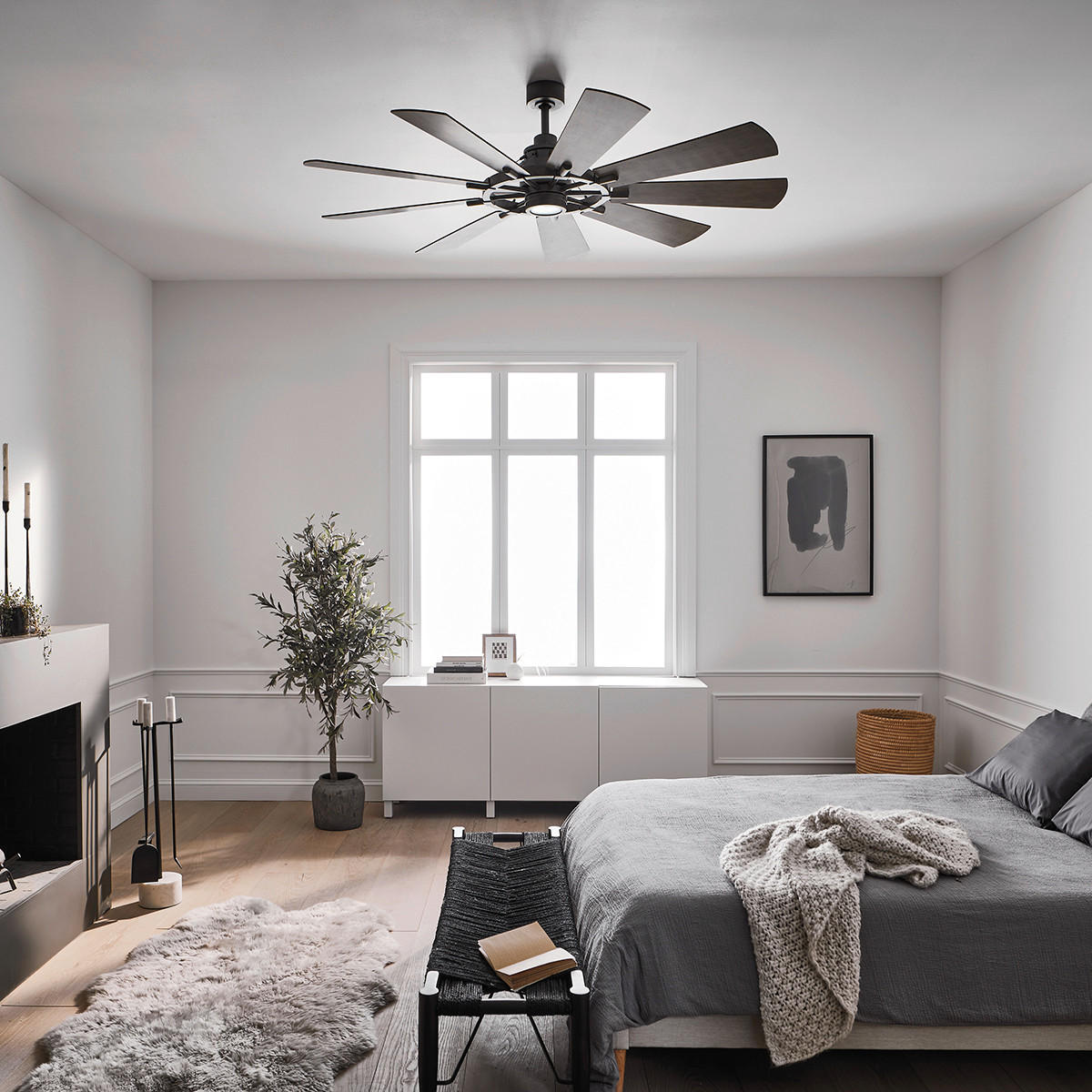 DECKENVENTILATOR  165/42 cm    - Walnussfarben/Zinkfarben, Basics, Glas/Holz (165/42cm) - Elstead Lighting