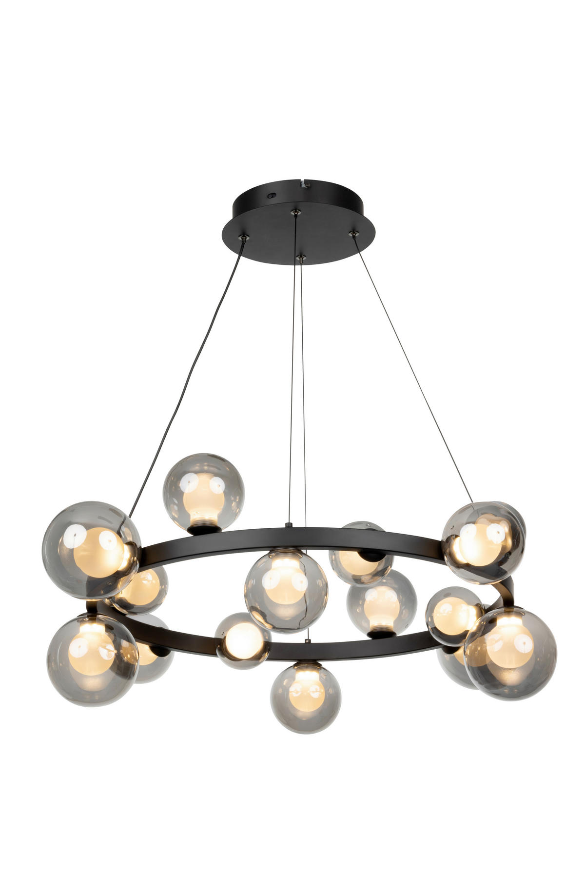 ZÁVESNÉ LED SVIETIDLO, 79,5/150 cm  - čiernohnedá, Design, kov/sklo (79,5/150cm) - Dieter Knoll