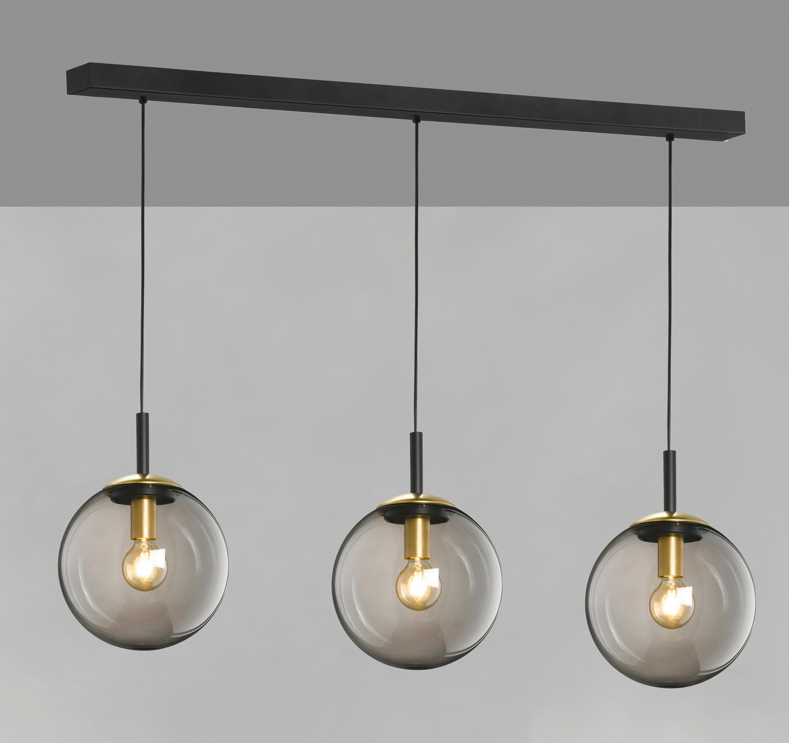 PENDELLEUCHTE Dini 25/110/150 cm   - Klar/Schwarz, Trend, Glas/Metall (25/110/150cm) - Fischer & Honsel