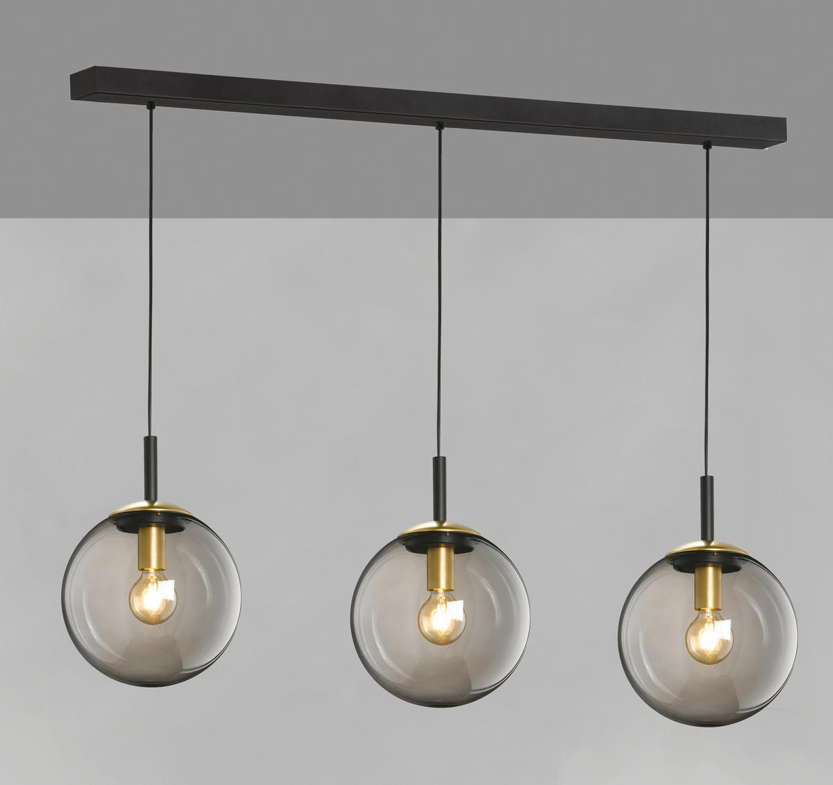 PENDELLEUCHTE Dini 25/110/150 cm   - Klar/Schwarz, Trend, Glas/Metall (25/110/150cm) - Fischer & Honsel