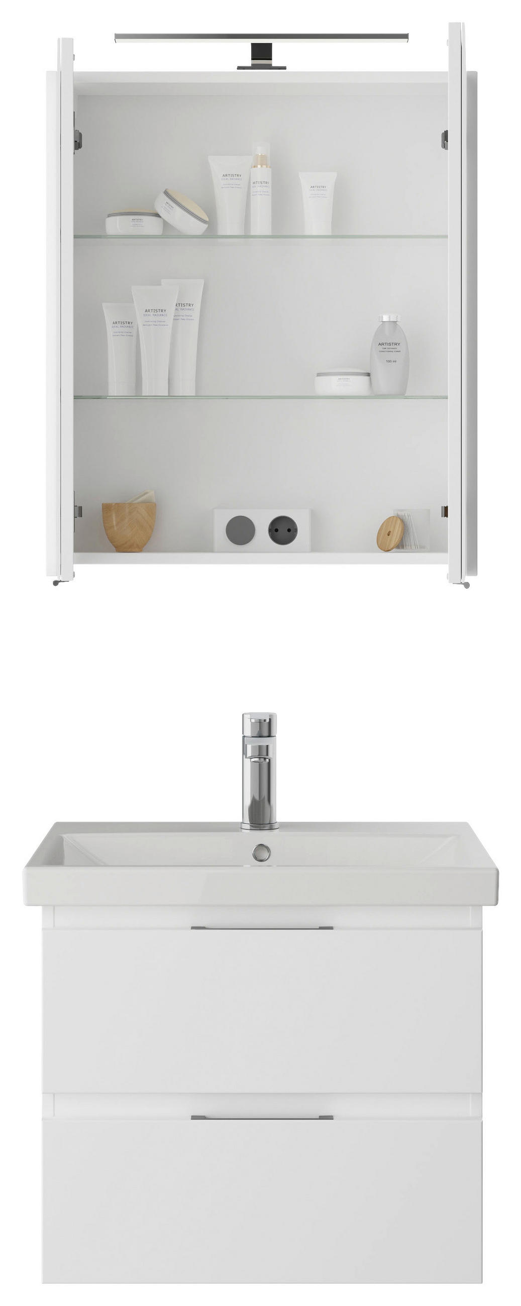 BADEZIMMER 60 cm  - Weiß Hochglanz/Weiß, KONVENTIONELL (60cm) - Sadena