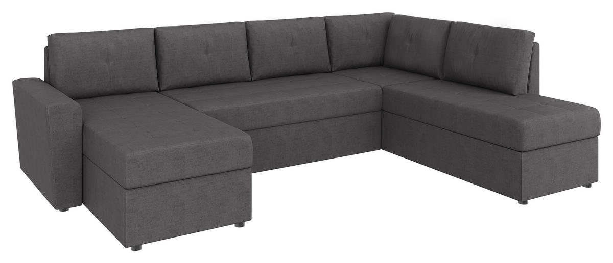 WOHNLANDSCHAFT TERMOLI in Jacquard Grau  - Schwarz/Grau, Design, Kunststoff/Textil (155/297/212cm) - MID.YOU