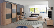SCHWEBETÜRENSCHRANK 2-türig Dunkelgrau, Eiche Artisan  - Dunkelgrau/Eiche Artisan, Design, Holzwerkstoff/Kunststoff (170/210/61cm) - Carryhome