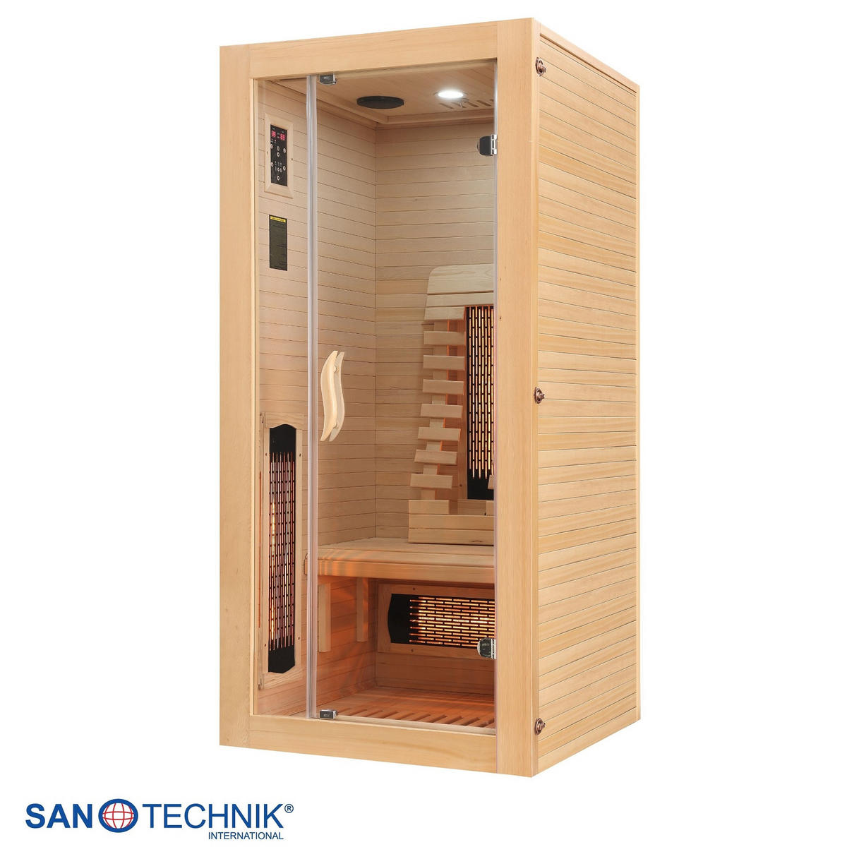 INFRAROTKABINE für 1 Personen  - Naturfarben, Basics, Glas/Holz (90/190/90cm) - Sanotechnik