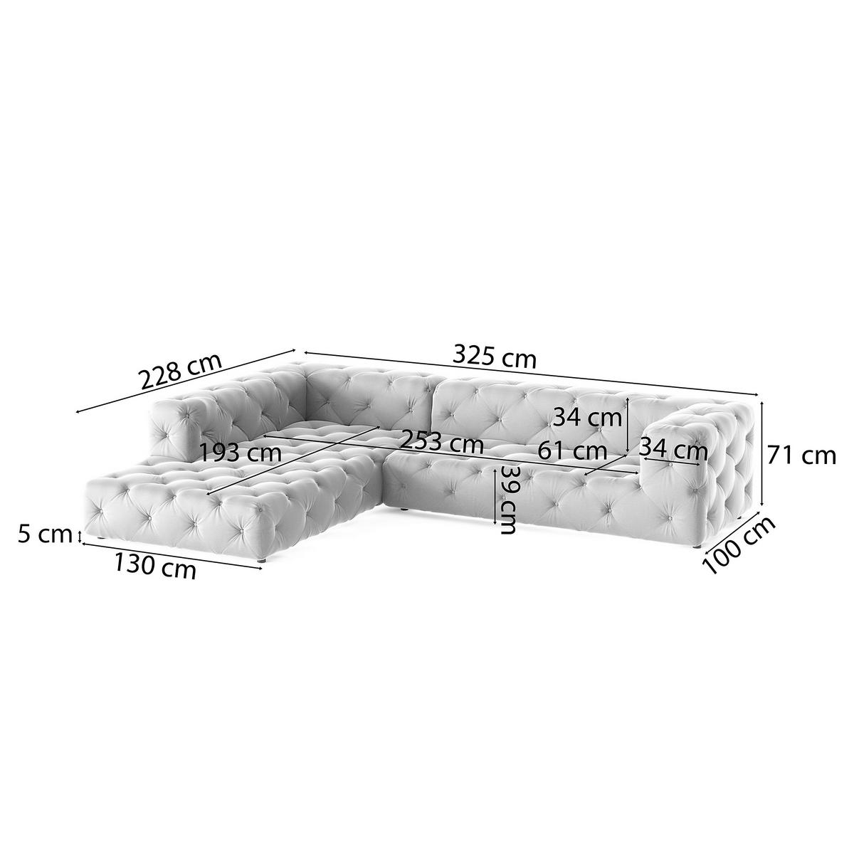 ECKSOFA Fresco in Samt Braun  228/325 cm  - Schwarz/Braun, Design, Kunststoff/Textil (228/325cm) - P & B