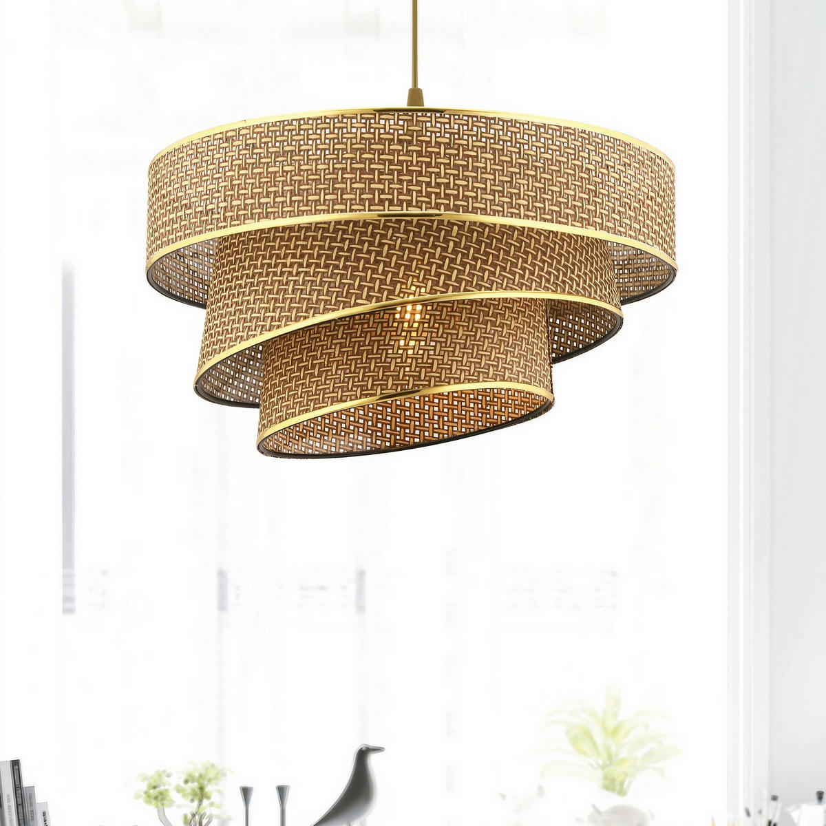 HÄNGELEUCHTE 40/72 cm   - Beige/Goldfarben, Design, Textil/Metall (40/72cm) - P & B