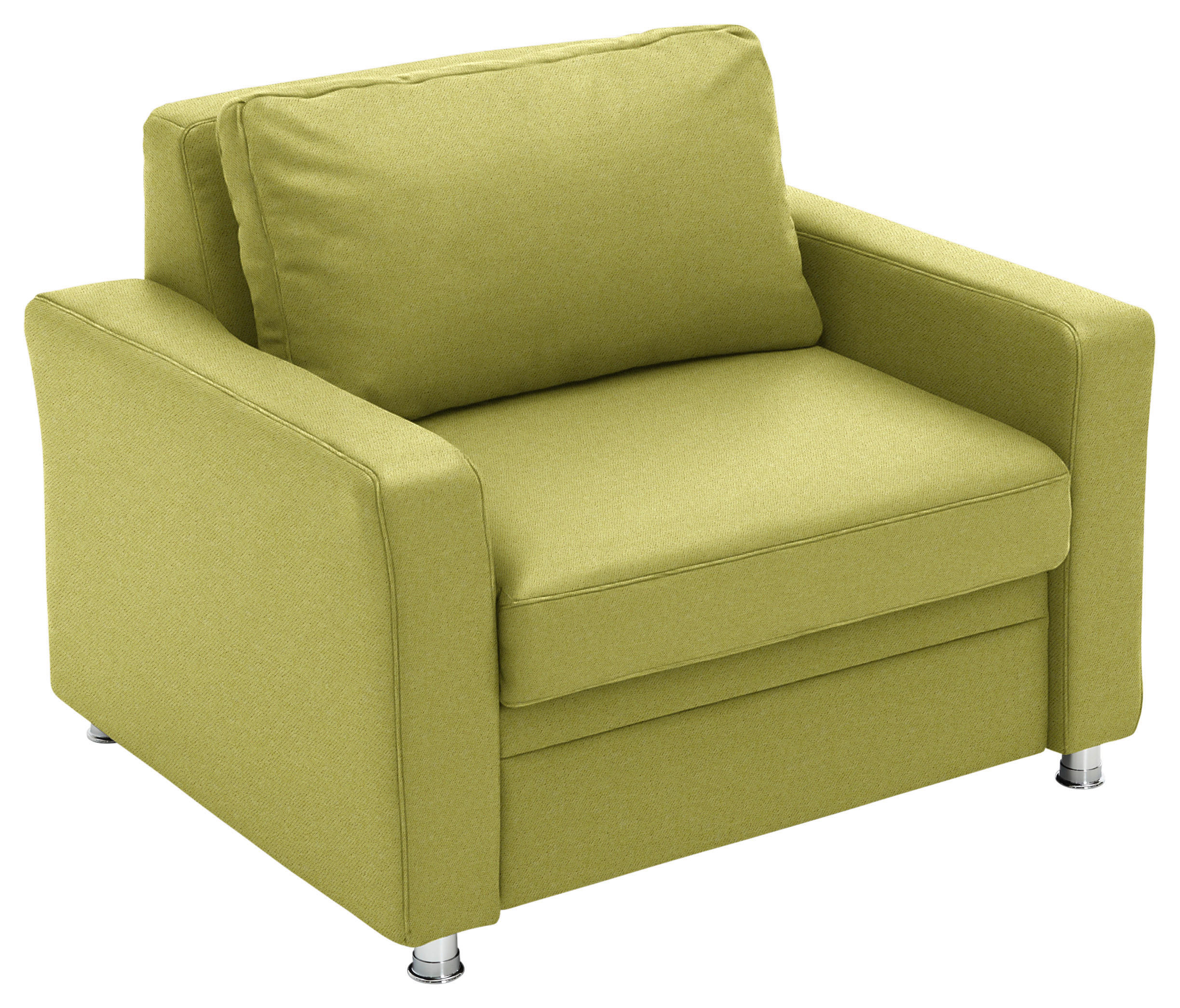 SCHLAFSESSEL Chenille Limette  - Limette/Alufarben, Konventionell, Textil/Metall (106/90/100cm) - Beldomo Style