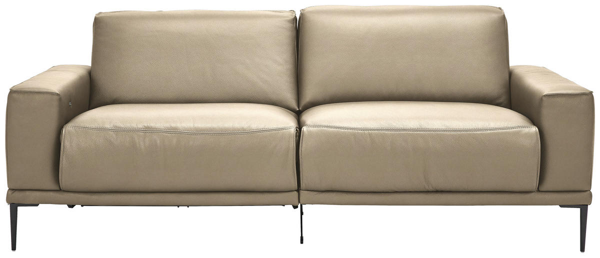 2,5-SITZER in Echtleder Greige  - Greige/Schwarz, Design, Leder/Metall (200/102/92cm) - Johann Jakob