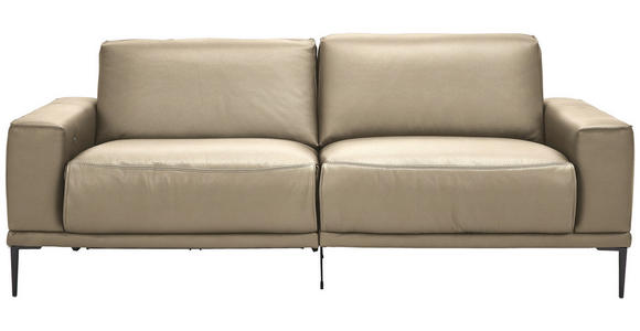 2,5-SITZER in Leder Greige - Greige/Schwarz, Design, Leder/Metall (200/102/92cm) - Johann Jakob