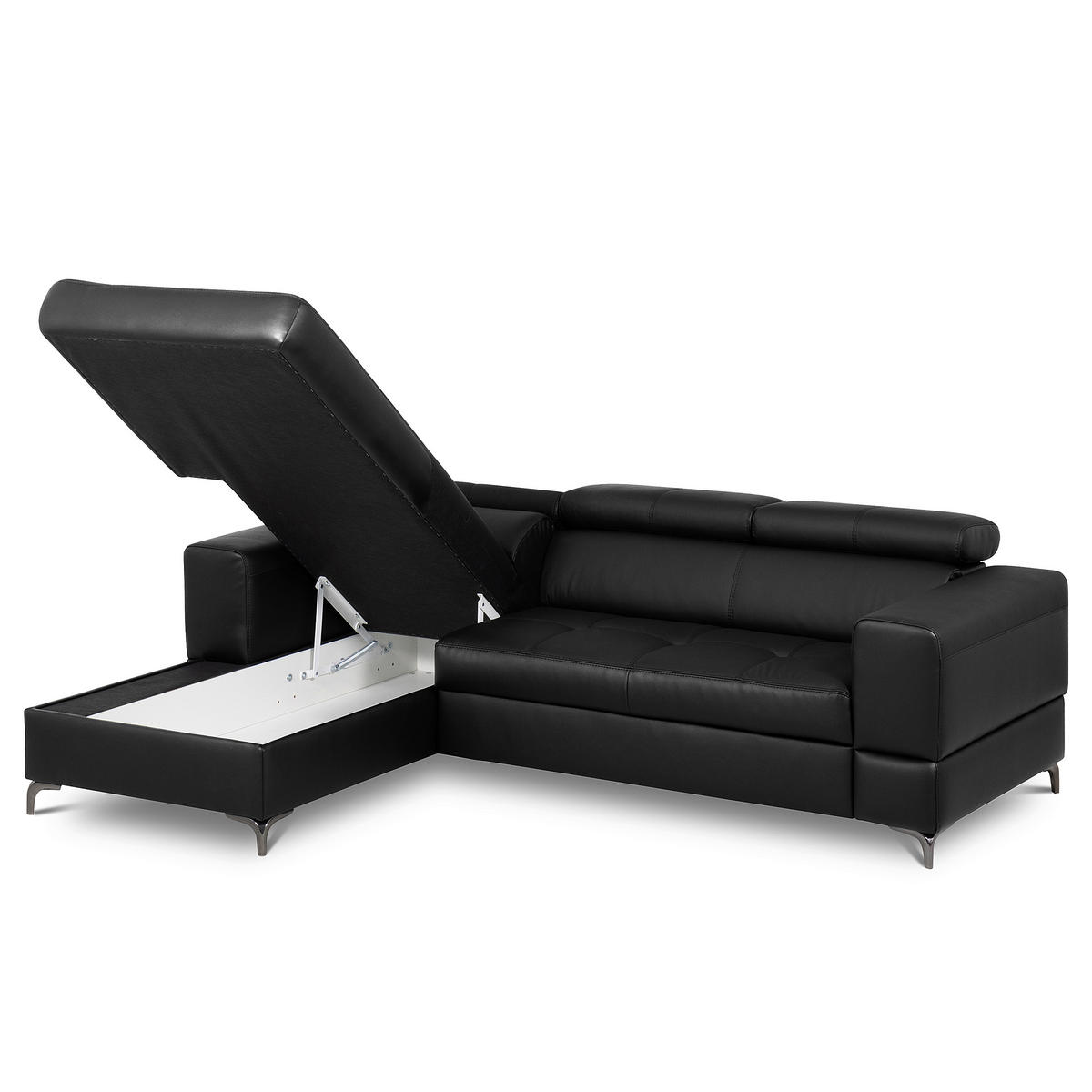 ECKSOFA  in Lederlook Echtleder Schwarz  - Schwarz, Design, Leder/Textil (173/247cm) - Livetastic