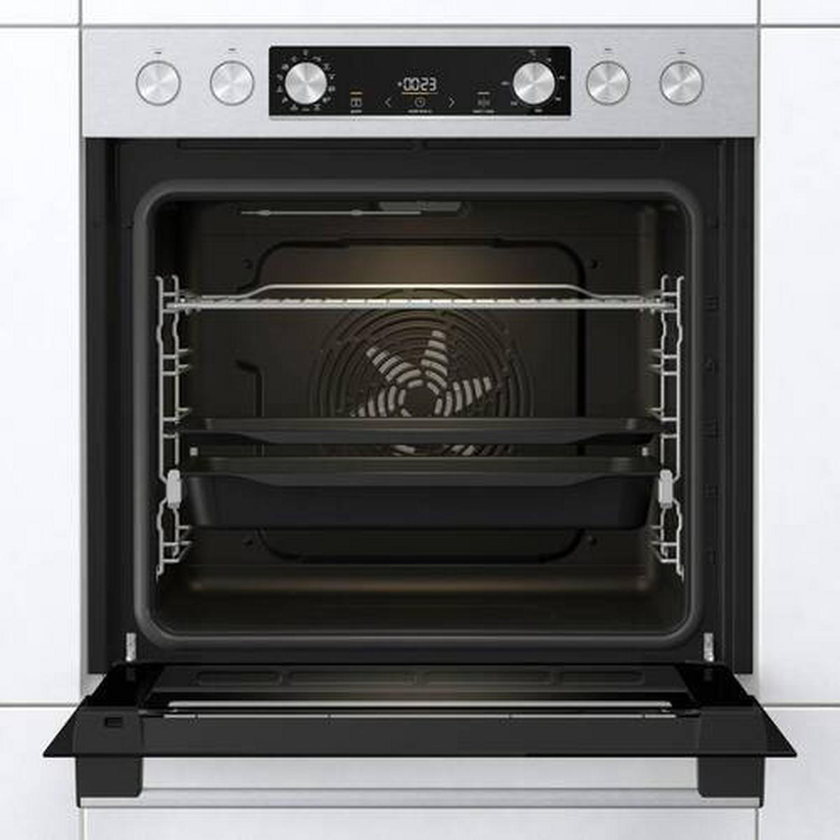 HERDSET 738870  - Edelstahlfarben/Schwarz, Basics, Glas/Metall (59,5/59,5/56,4cm) - Gorenje
