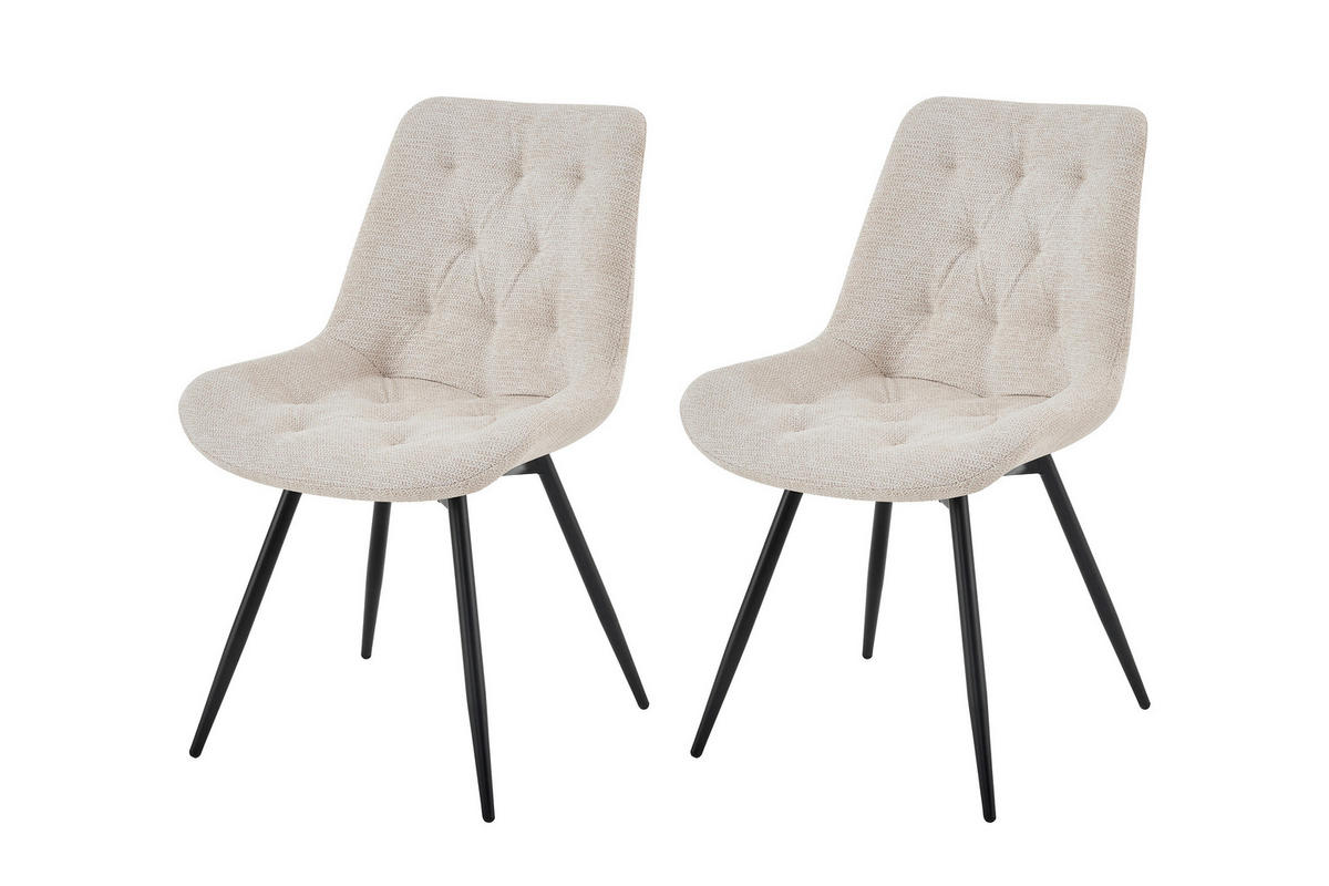 STUHL-SET 2 Stück Sitzfläche 360° drehbar, abwischbar, haustierfreundlicher Bezug Webstoff  Taupe  - Taupe/Beige, MODERN, Textil/Metall (47,5/84,5/62cm) - MID.YOU