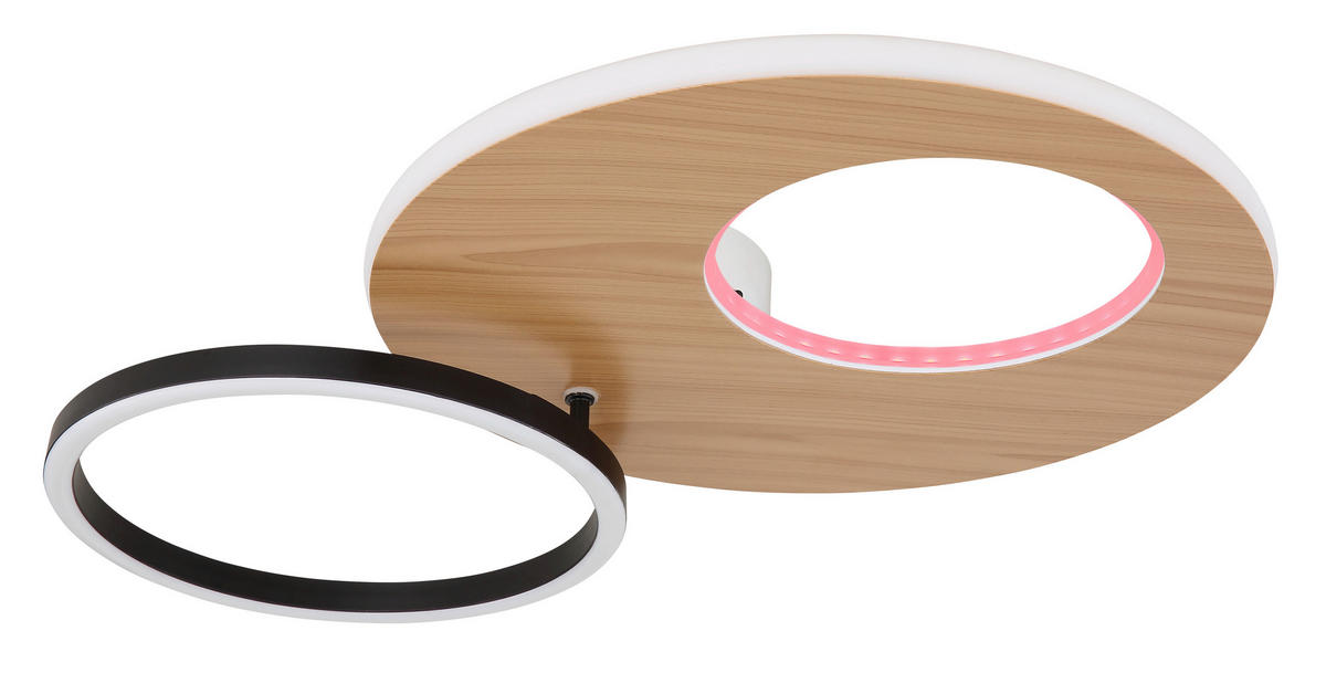 LED-DECKENLEUCHTE 61,2/40/10,5 cm   - Dunkelbraun/Opal, Design, Holzwerkstoff/Kunststoff (61,2/40/10,5cm) - Globo