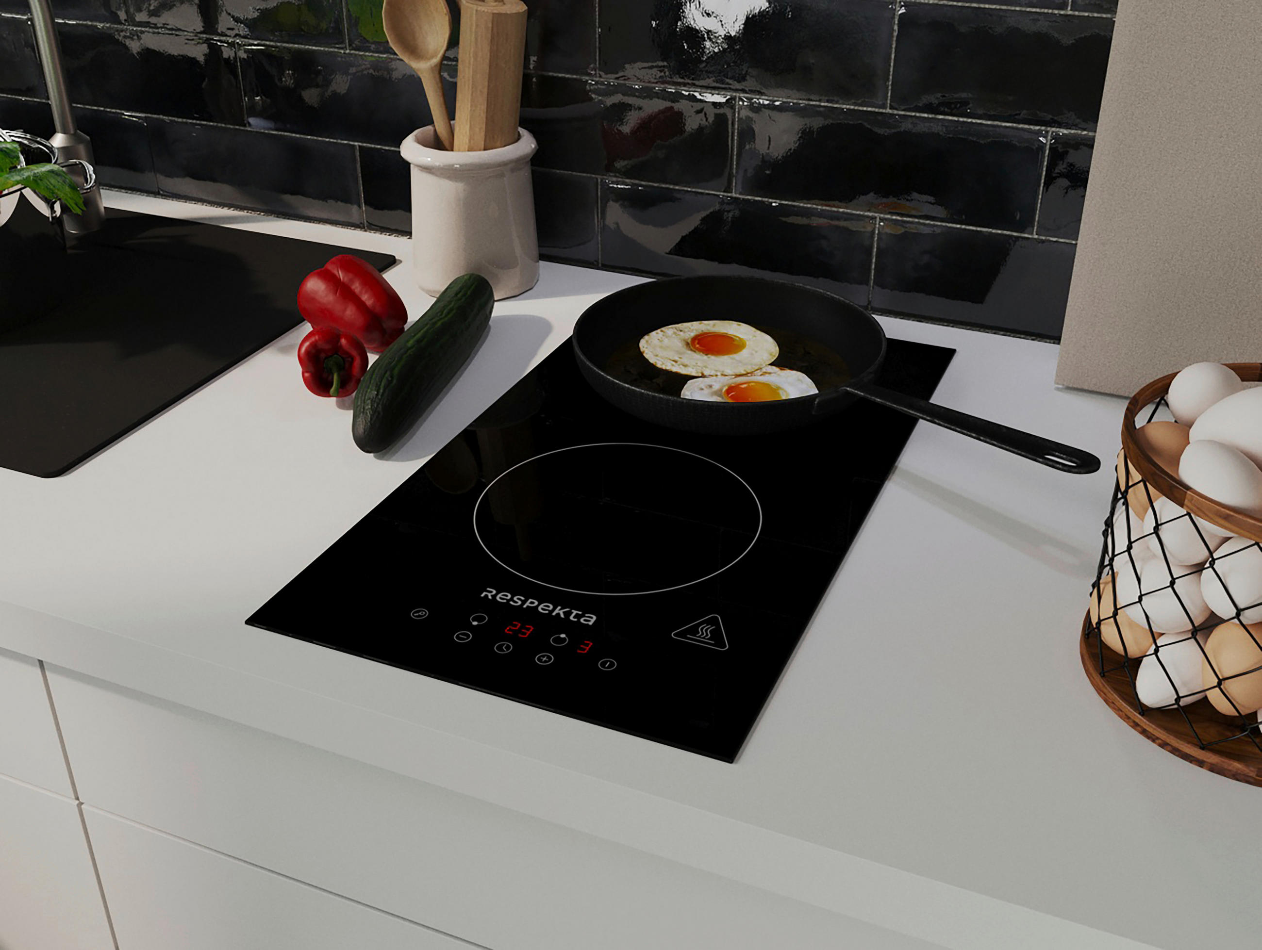 INDUKTIONSHÄLL KM9140I-28  - svart, Basics, glas (29/5,8/52cm) - Respekta
