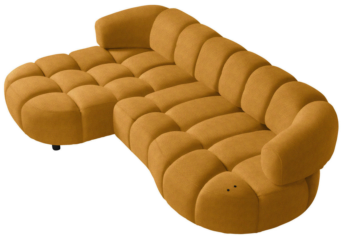 ECKSOFA in Webstoff Currygelb  183/284 cm  - Currygelb/Schwarz, Design, Holz/Textil (183/284cm) - Welnova
