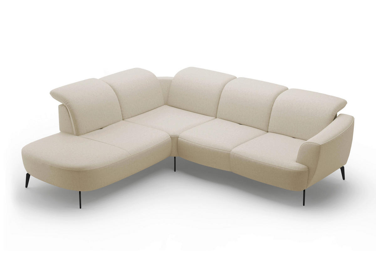 ECKSOFA in Flachgewebe Creme  267/300 cm  - Creme/Schwarz, KONVENTIONELL, Textil/Metall (267/300cm) - Sit & More