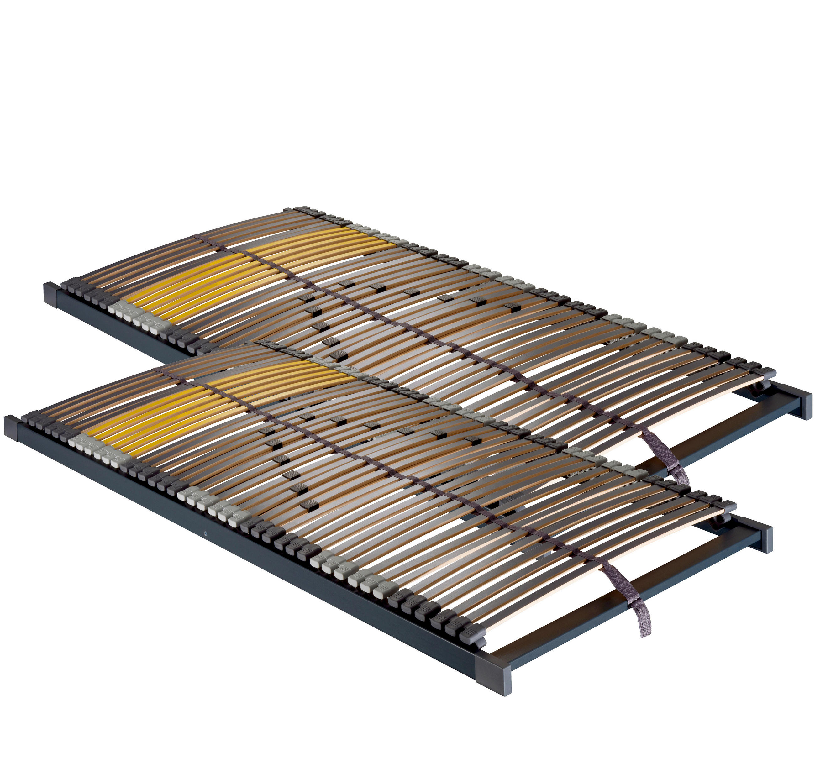 LATTENROSTSET 160/200 cm Mittelzone verstellbar, Birke  - Anthrazit/Gelb, Basics, Holz/Kunststoff (160/200cm) - Novel