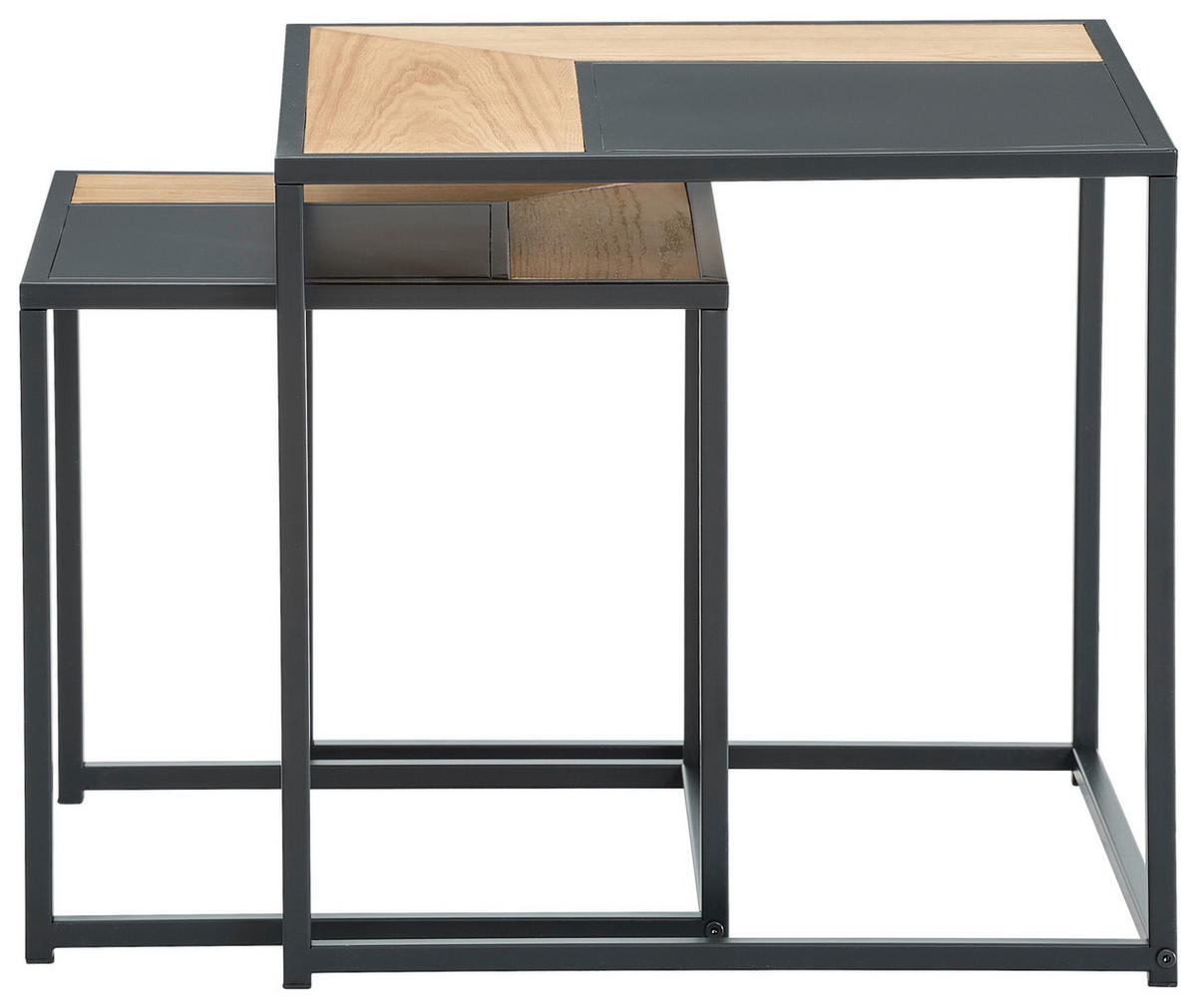 COUCHTISCHSET Tanne furniert quadratisch Schwarz, Naturfarben  - Schwarz/Naturfarben, Design, Holz/Holzwerkstoff (50/40/47/40/50/40cm) - MID.YOU