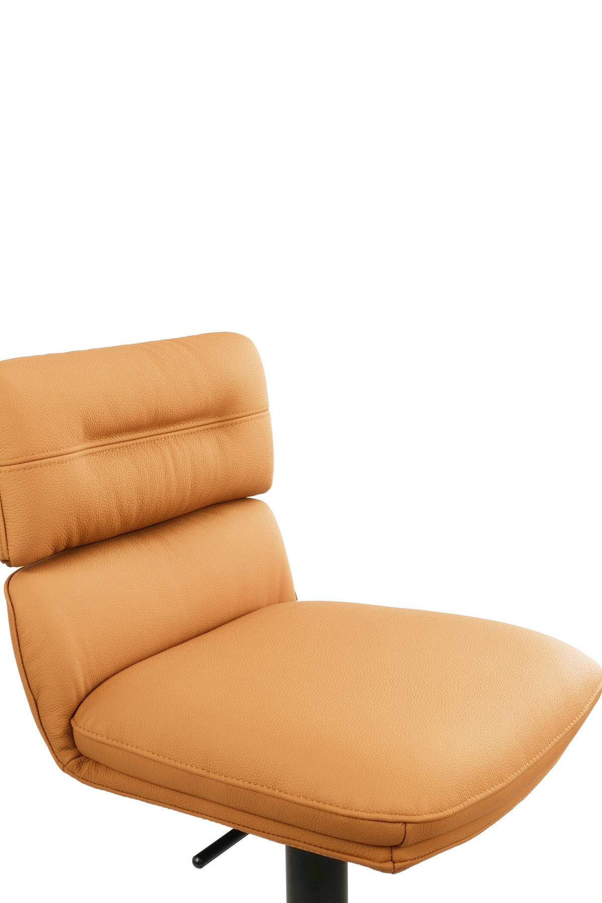 BARHOCKER Echtleder Schwarz, Cognac Eisen Lederauswahl, Stoffauswahl, Wippfunktion, Sitzfläche 360° drehbar  - Cognac/Schwarz, Design, Leder/Metall (42/99-117/50cm) - Dieter Knoll