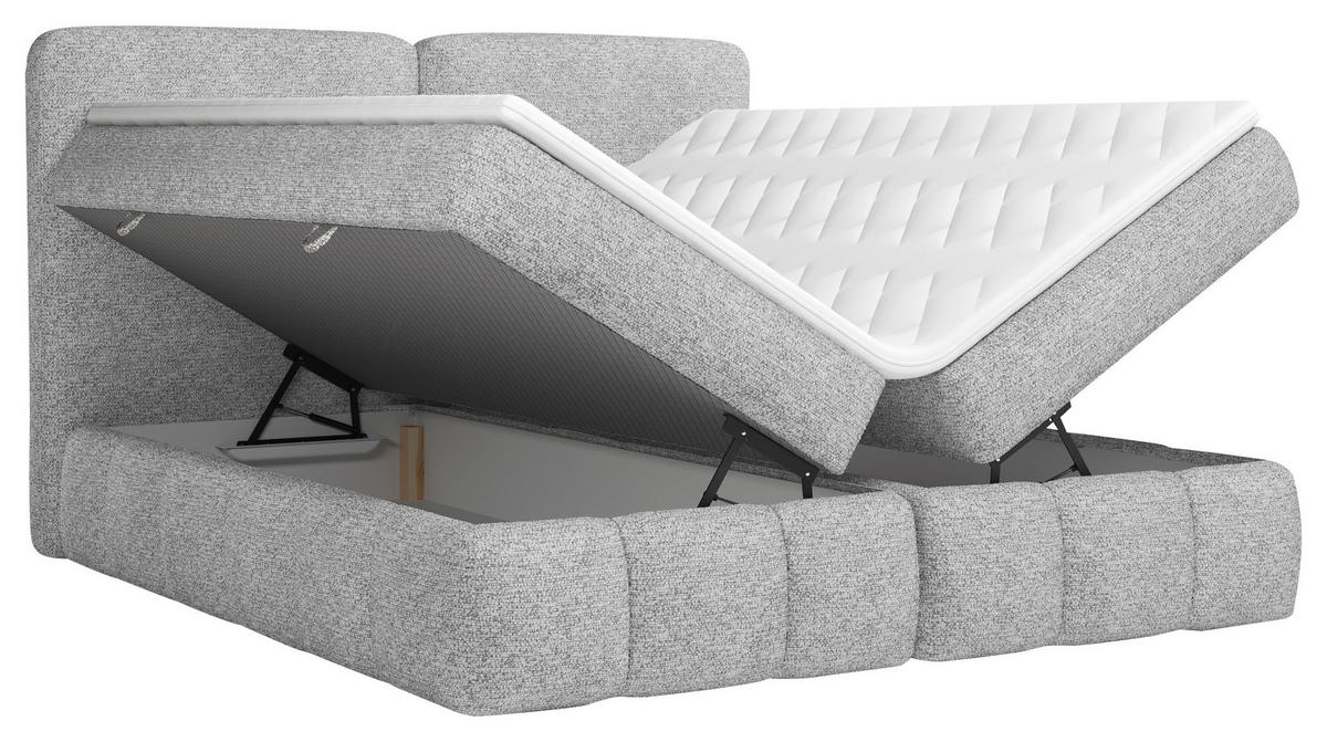 BOXBETT 140/200 cm,  in Grau, Bettkasten, Topper, Matratzen, H3 = fest  - Schwarz/Grau, KONVENTIONELL, Kunststoff/Textil (140/200cm) - Carryhome