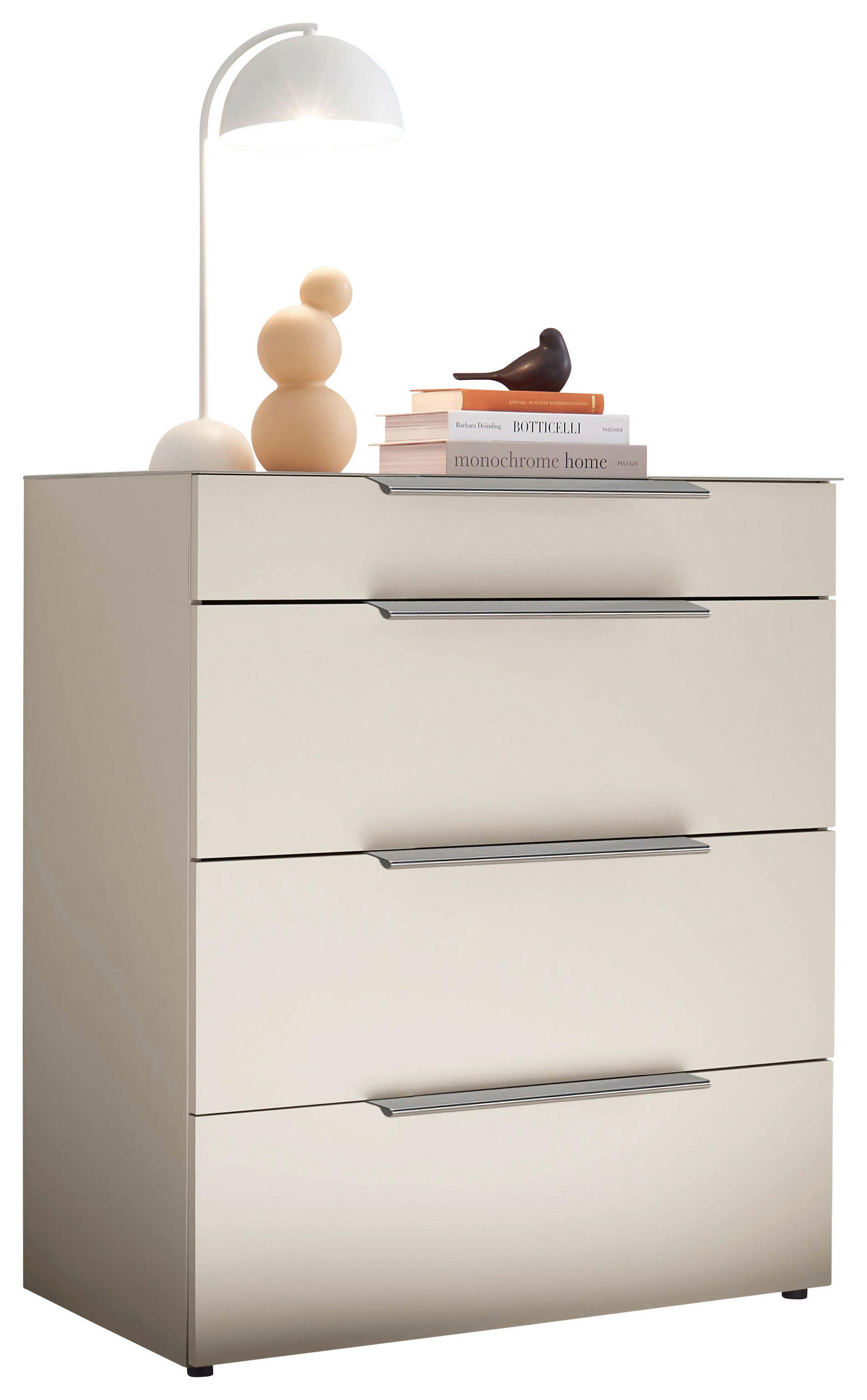 KOMMODE , 80/78,4/43 cm, 4 Schublade(n)  - Chromfarben/Champagner, Basics, Glas/Holzwerkstoff (80/78,4/43cm) - Dieter Knoll