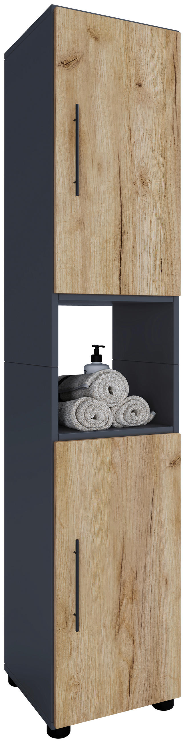 HOCHSCHRANK 31/160/30 cm  - Honigeiche/Anthrazit, Modern, Holzwerkstoff/Kunststoff (31/160/30cm) - MID.YOU