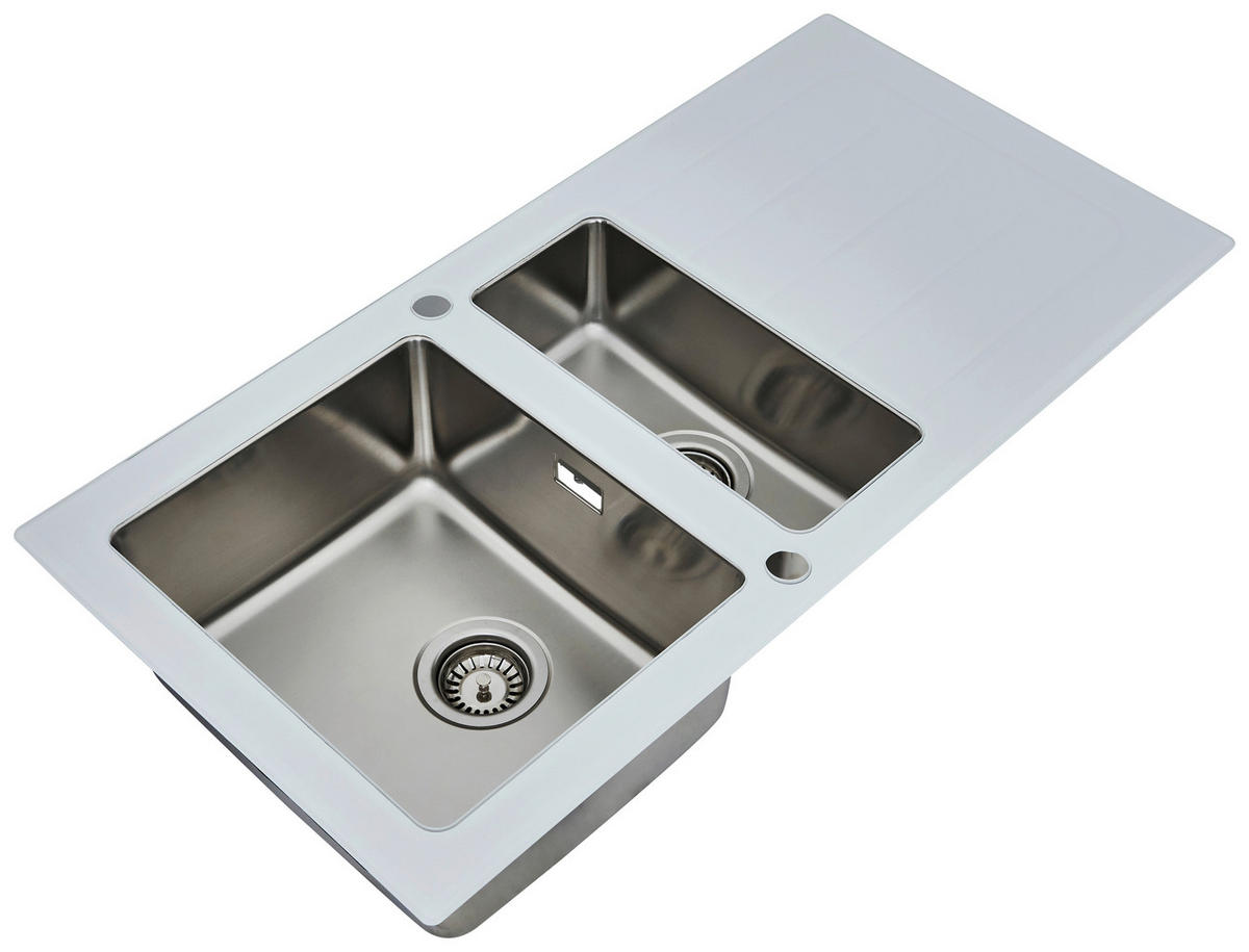 SPÜLE 1720NEWYORK100X50W  - Weiß, Trend, Glas/Metall (100/21/50cm) - Respekta