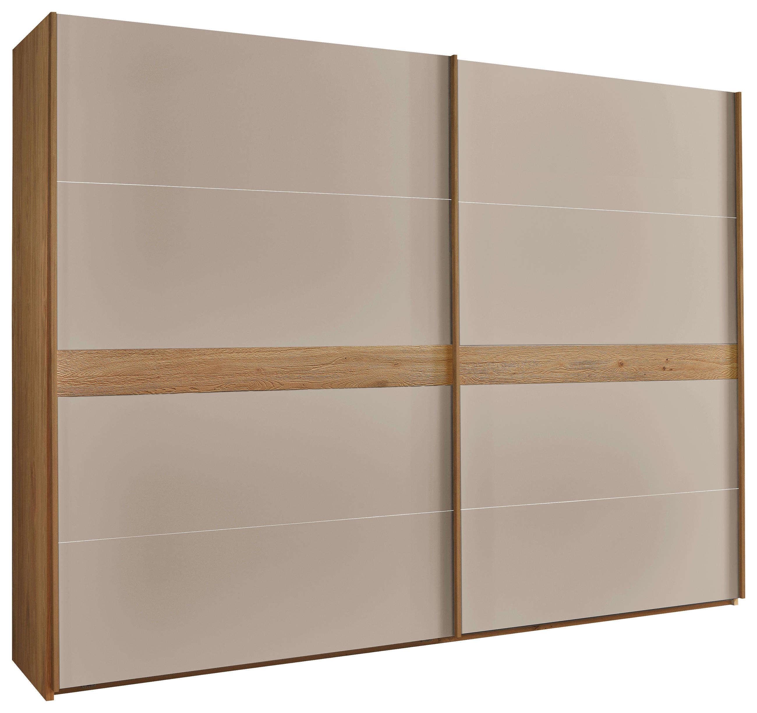 SCHWEBETÜRENSCHRANK in Taupe, Eichefarben  - Taupe/Eichefarben, Basics, Holz/Holzwerkstoff (301,3/230,4/68cm) - Novel