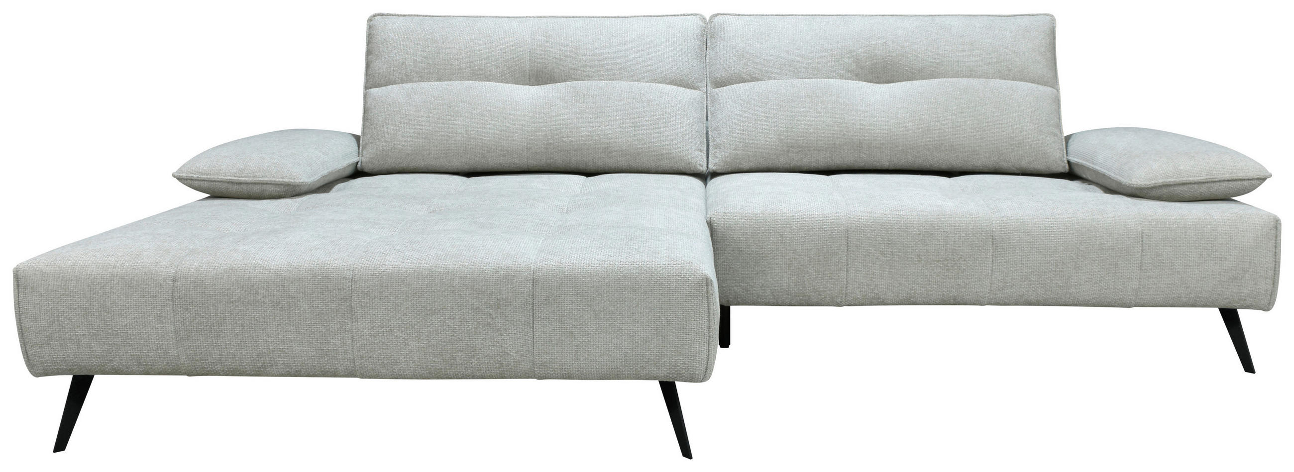 ECKSOFA Ottomane links  Greige Chenille  - Greige/Schwarz, Design, Textil/Metall (188/284cm) - Stylife