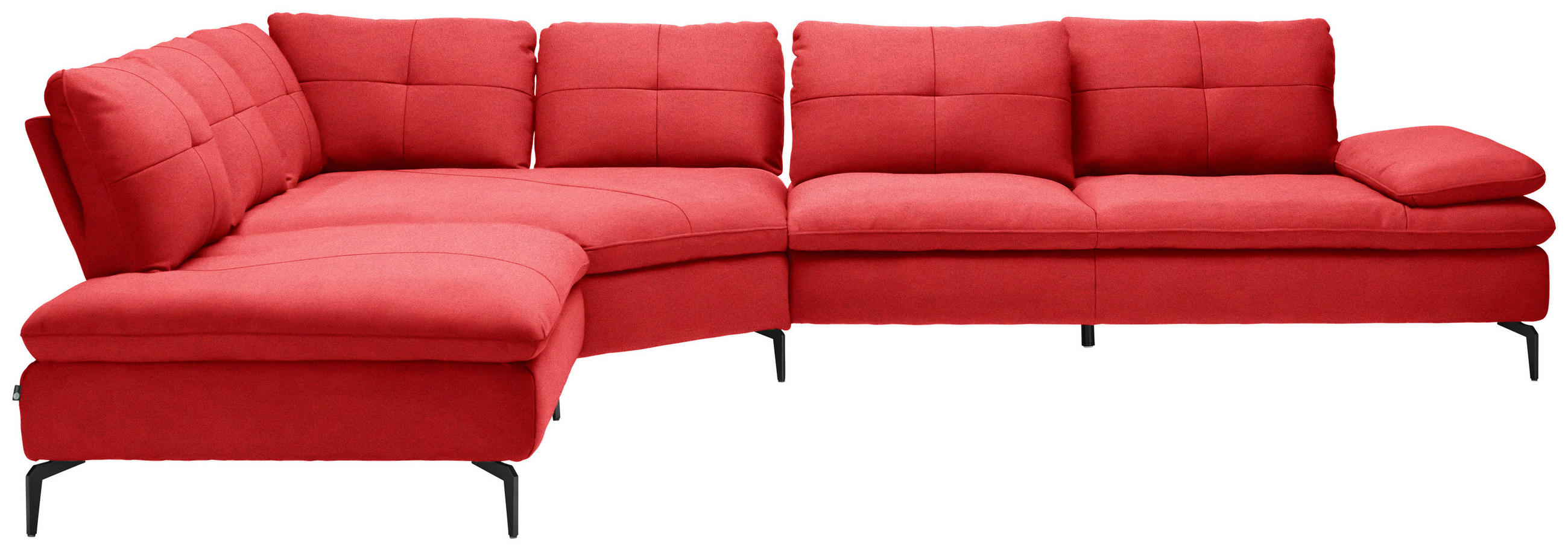 ECKSOFA in Flachgewebe Hellrot  - Hellrot/Schwarz, Design, Textil/Metall (271/344cm) - Chilliano