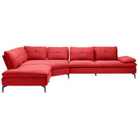 ECKSOFA in Flachgewebe Hellrot  - Hellrot/Schwarz, Design, Textil/Metall (271/344cm) - Chilliano