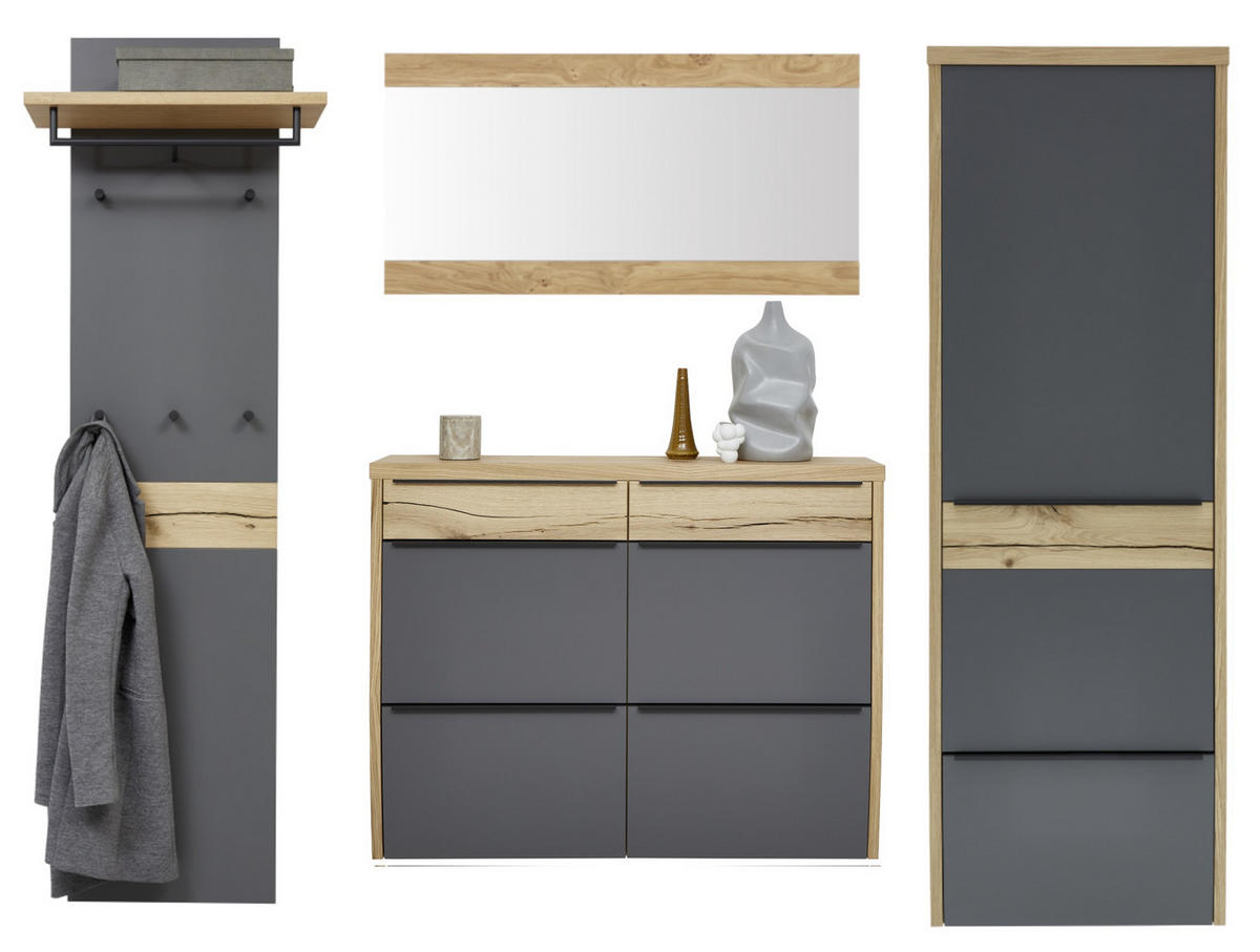 GARDEROBE 4-teilig  in 270/200/32 cm  - Eichefarben/Grau, Design, Holz/Holzwerkstoff (270/200/32cm) - Dieter Knoll